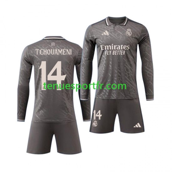 Kit Enfant Maillot Extérieur Real Madrid Tchouameni 14 2024-2025 à Manches Longues