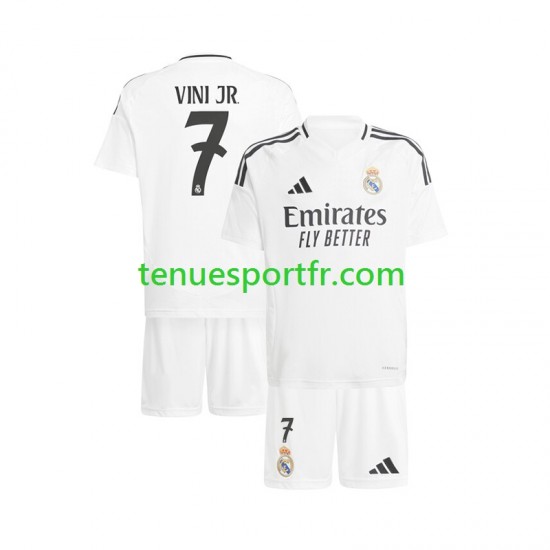 Kit Enfant Maillot Domicile Real Madrid Vinicius Junior 7 2024-2025 Blanc à Manches Courtes