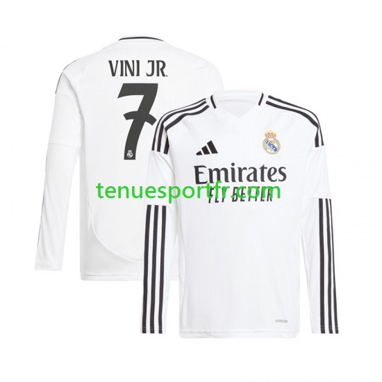 Homme Maillot Domicile Real Madrid Vinicius Junior 7 2024-2025 Blanc à Manches Longues