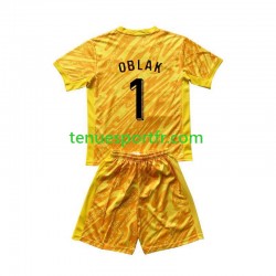 Kit Enfant Maillot Domicile Slovénie Gardien Jan Oblak 1 Euro 2024 Jaune à Manches Courtes