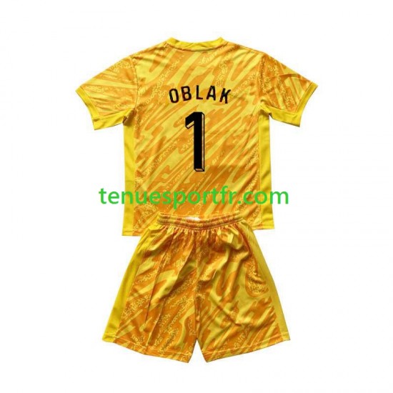 Kit Enfant Maillot Domicile Slovénie Gardien Jan Oblak 1 Euro 2024 Jaune à Manches Courtes