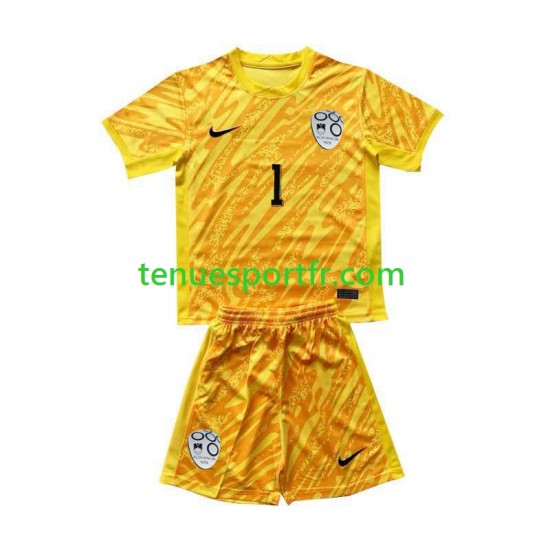 Kit Enfant Maillot Domicile Slovénie Gardien Jan Oblak 1 Euro 2024 Jaune à Manches Courtes
