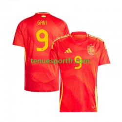Homme Maillot Domicile Espagne Gavi 9 Euro 2024 à Manches Courtes
