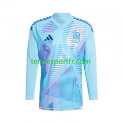 Homme Maillot Extérieur Espagne Gardien Euro 2024 Bleu à Manches Longues