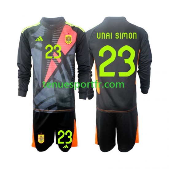 Kit Enfant Maillot Extérieur Espagne Gardien Unai Simon 23 Euro 2024 à Manches Longues