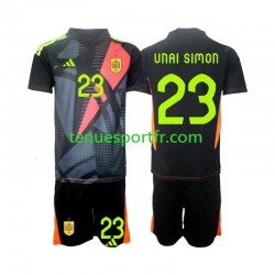 Kit Enfant Maillot Extérieur Espagne Gardien Unai Simon 23 Euro 2024 à Manches Courtes
