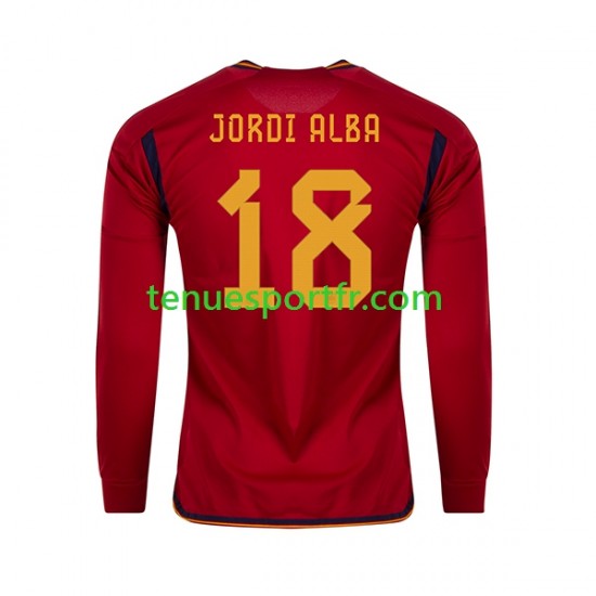 Homme Maillot Domicile Espagne JORDI ALBA 18 World Cup 2022 à Manches Longues