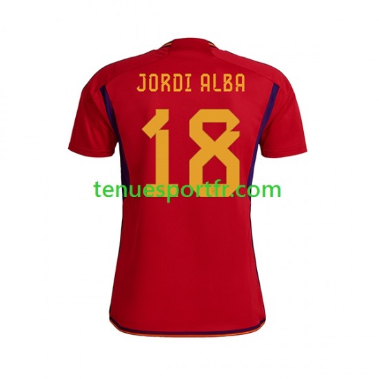 Homme Maillot Domicile Espagne JORDI ALBA 18 World Cup 2022 à Manches Courtes
