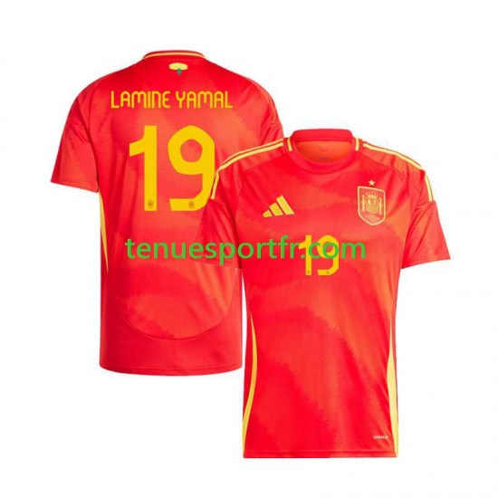 Homme Maillot Domicile Espagne Lamine Yamal 19 Euro 2024 à Manches Courtes