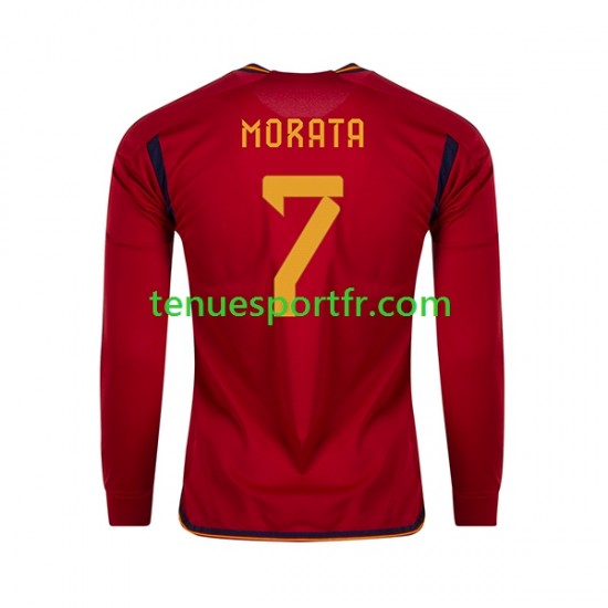 Homme Maillot Domicile Espagne MORATA 7 World Cup 2022 à Manches Longues