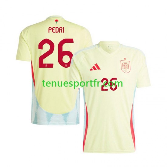 Homme Maillot Extérieur Espagne Pedri 26 Euro 2024 à Manches Courtes