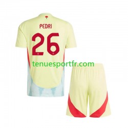 Kit Enfant Maillot Extérieur Espagne Pedri 26 Euro 2024 à Manches Courtes