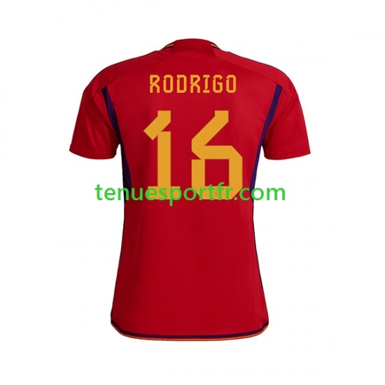 Homme Maillot Domicile Espagne RODRIGO 16 World Cup 2022 à Manches Courtes