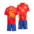 Kit Enfant Maillot Domicile Espagne Rodrigo 16 Euro 2024 à Manches Courtes