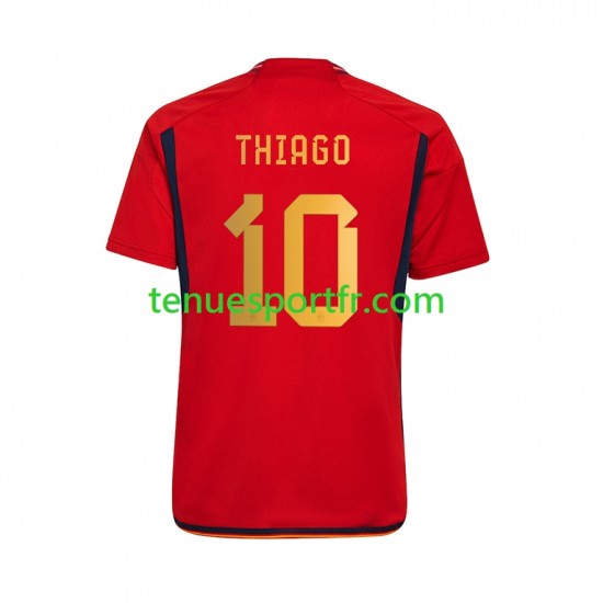 Homme Maillot Domicile Espagne Thiago 10 World Cup 2022 à Manches Courtes