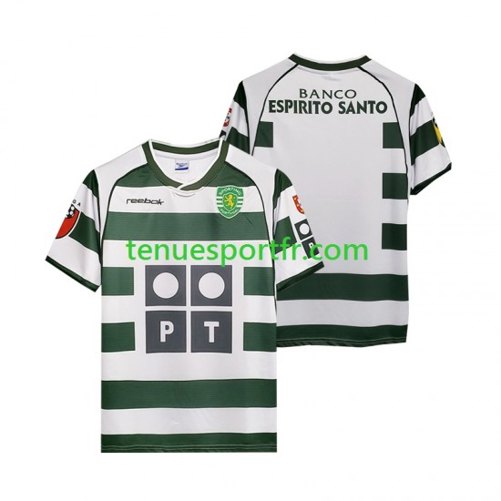 Homme Maillot Retro Domicile Sporting CP 2001 2003 à Manches Courtes