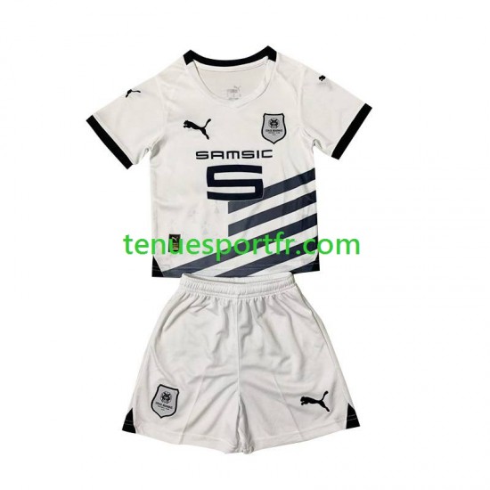 Kit Enfant Maillot Extérieur Stade Rennais 2023-2024 Blanc à Manches Courtes