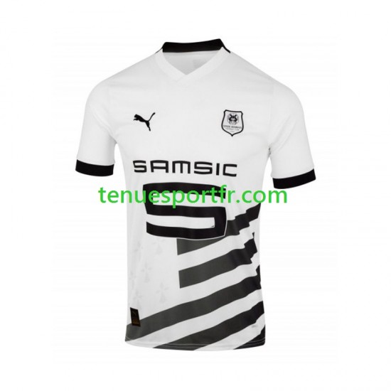 Homme Maillot Extérieur Stade Rennais 2023-2024 Blanc à Manches Courtes