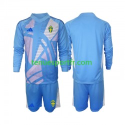 Kit Enfant Maillot Extérieur Suède Gardien 2024 Bleu à Manches Longues
