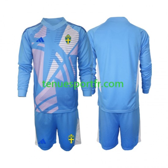Kit Enfant Maillot Extérieur Suède Gardien 2024 Bleu à Manches Longues
