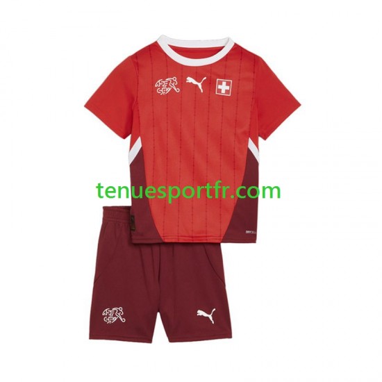 Kit Enfant Maillot Domicile Suisse Euro 2024 Rouge à Manches Courtes