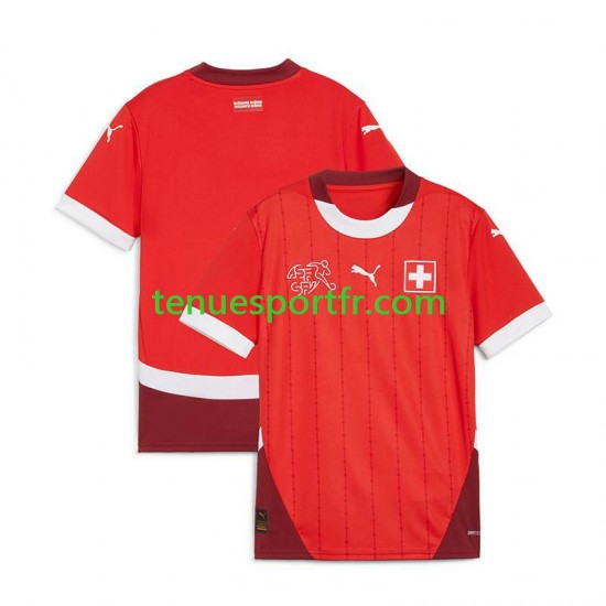 Homme Maillot Domicile Suisse Euro 2024 Rouge à Manches Courtes