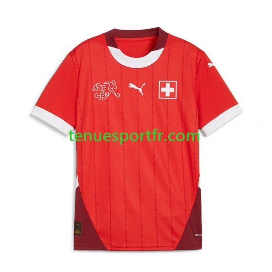 Homme Maillot Domicile Suisse Euro 2024 Rouge à Manches Courtes