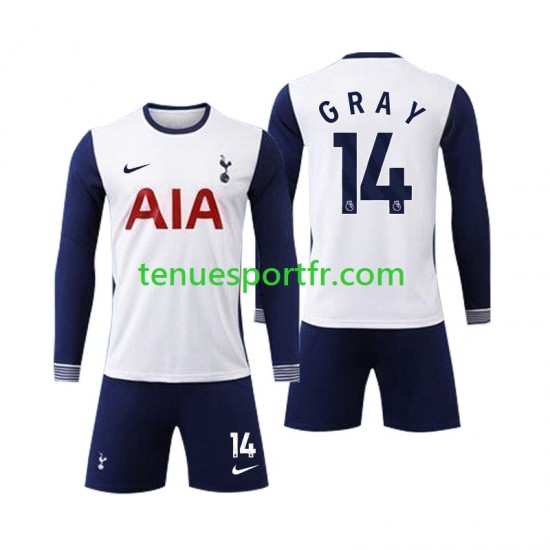 Kit Enfant Maillot Domicile Tottenham Spurs Gray 14 2024-2025 à Manches Longues