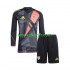 Kit Enfant Maillot Domicile Pays de Galles Gardien 2024 Noir à Manches Longues