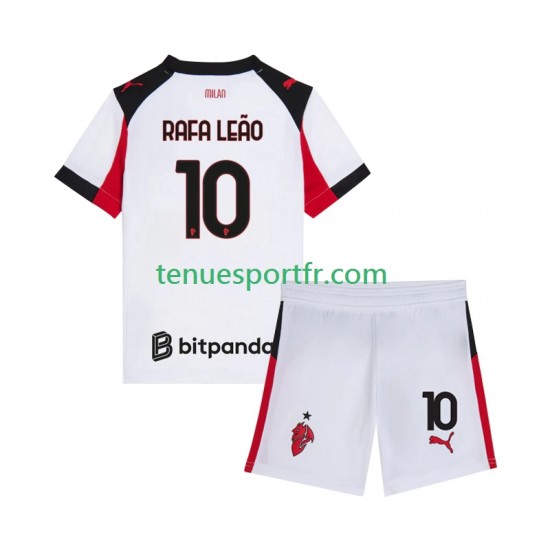 Kit Enfant Maillot Extérieur AC Milan Rafael Leao 10 2025-2026 à Manches Courtes