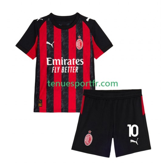 Kit Enfant Maillot Domicile AC Milan Rafael Leao 10 2025-2026 à Manches Courtes