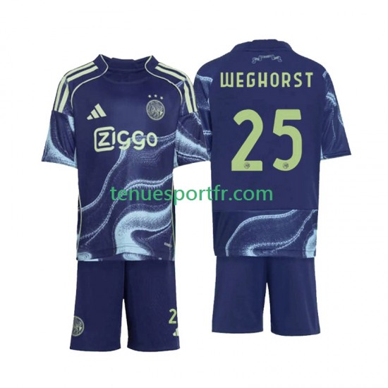 Kit Enfant Maillot Extérieur Ajax Amsterdam Wout Weghorst 25 2025-2026 à Manches Courtes