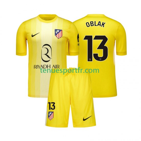 Kit Enfant Maillot Domicile Atlético Madrid Gardien Jan Oblak 13 2025-2026 à Manches Courtes