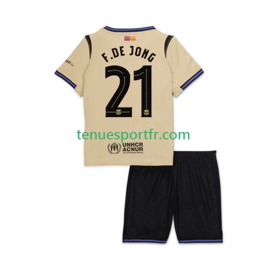 Kit Enfant Maillot Extérieur FC Barcelone Frenkie de Jong 21 UCL 2025-2026 à Manches Courtes