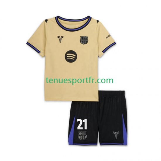 Kit Enfant Maillot Extérieur FC Barcelone Frenkie de Jong 21 UCL 2025-2026 à Manches Courtes