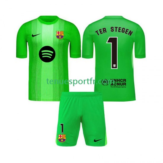 Kit Enfant Maillot Domicile FC Barcelone Gardien Ter Stegen 1 2025-2026 à Manches Courtes