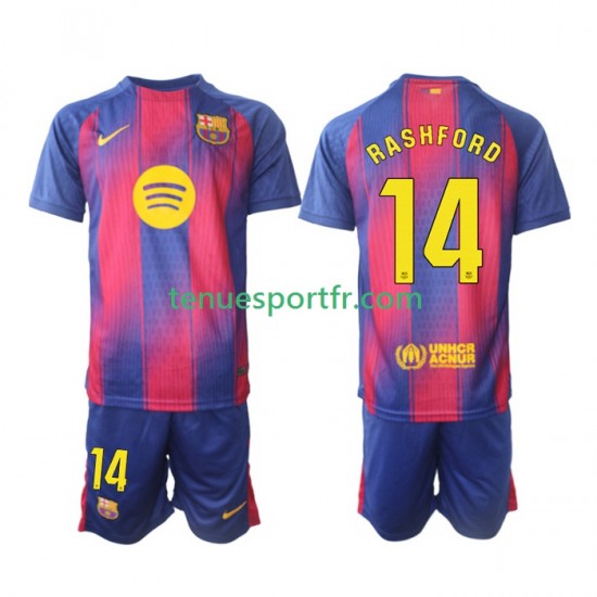 Kit Enfant Maillot Domicile FC Barcelone Marcus Rashford 14 2025-2026 à Manches Courtes