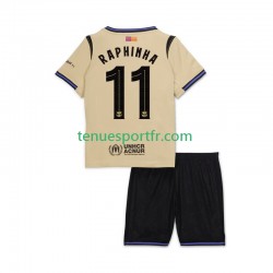 Kit Enfant Maillot Extérieur FC Barcelone Raphinha 11 UCL 2025-2026 à Manches Courtes