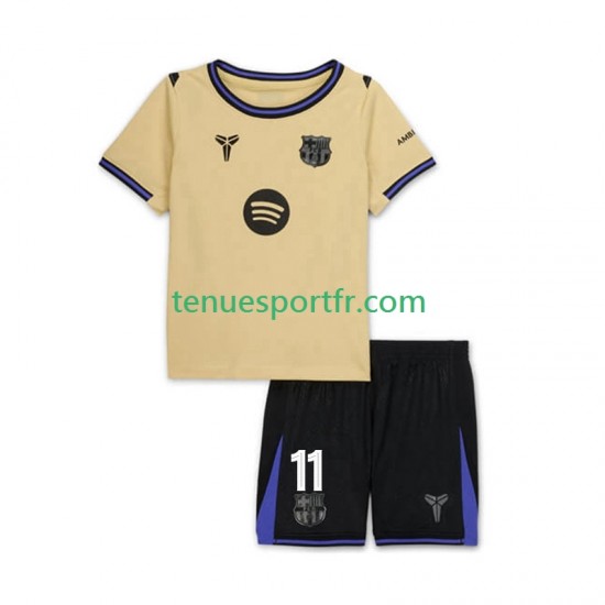 Kit Enfant Maillot Extérieur FC Barcelone Raphinha 11 UCL 2025-2026 à Manches Courtes