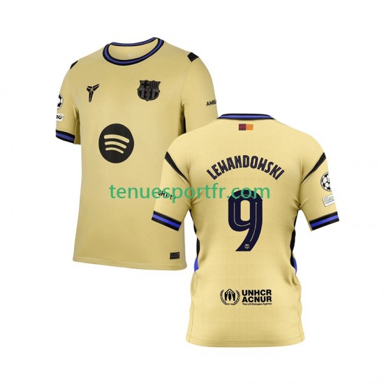 Homme Maillot Extérieur FC Barcelone Robert Lewandowski 9 Champions League 2025-2026 à Manches Courtes