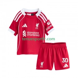Kit Enfant Maillot Domicile Liverpool Jeremie Frimpong 30 2025-2026 à Manches Courtes