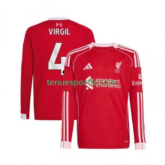 Homme Maillot Domicile Liverpool Virgil van Dijk 4 2025-2026 à Manches Longues