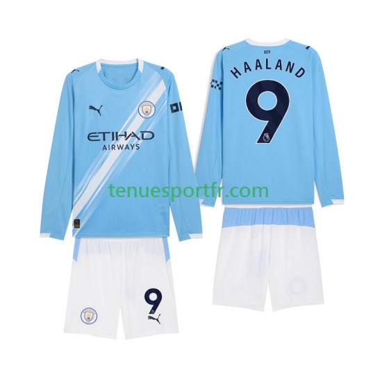 Kit Enfant Maillot Domicile Manchester City Erling Haaland 9 2025-2026 à Manches Longues