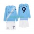 Kit Enfant Maillot Domicile Manchester City Erling Haaland 9 2025-2026 à Manches Longues
