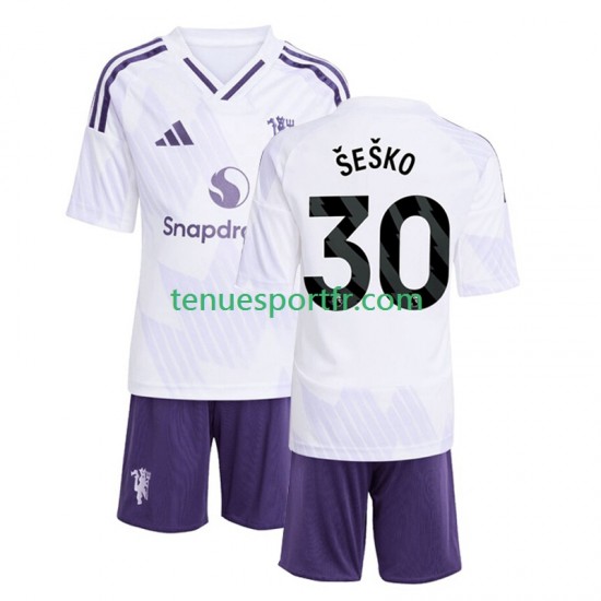 Kit Enfant Maillot Extérieur Manchester United Benjamin Sesko 30 2025-2026 à Manches Courtes