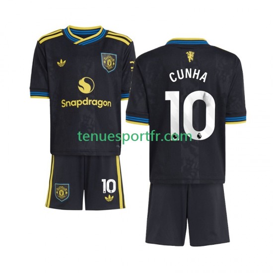 Kit Enfant Maillot Troisième Manchester United Matheus Cunha 10 2025-2026 à Manches Courtes