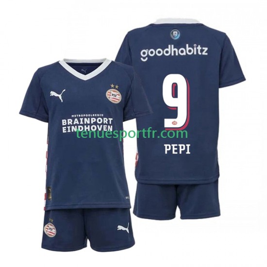 Kit Enfant Maillot Extérieur PSV Eindhoven Ricardo Pepi 9 2025-2026 à Manches Courtes