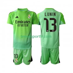 Kit Enfant Maillot Extérieur Real Madrid Gardien Andriy Lunin 13 2025-2026 à Manches Courtes