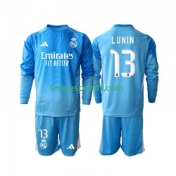 Kit Enfant Maillot Domicile Real Madrid Gardien Andriy Lunin 13 2025-2026 à Manches Longues
