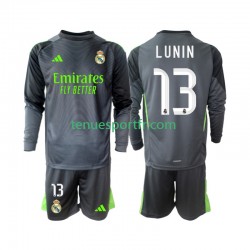 Kit Enfant Maillot Troisième Real Madrid Gardien Andriy Lunin 13 2025-2026 à Manches Longues